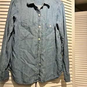 Blue Striped Button-Up Shirt